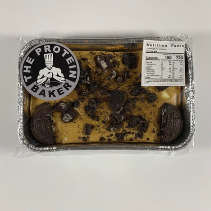 Light White Chocolate Cookies and Cream Protein Blondie Tray bake