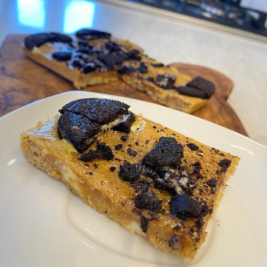 White Chocolate Cookies and Cream Protein Blondie Tray bake