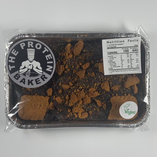 Vegan Dark Chocolate Biscoff Soy Protein Brownie Tray Bake